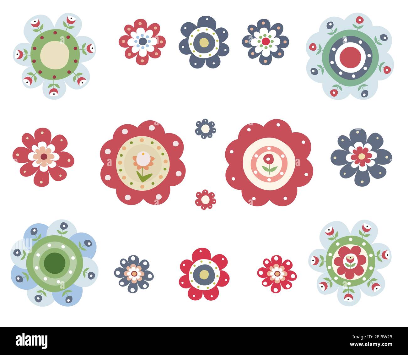 Set of flowers isolated on white background. Hand drawn illustration ...