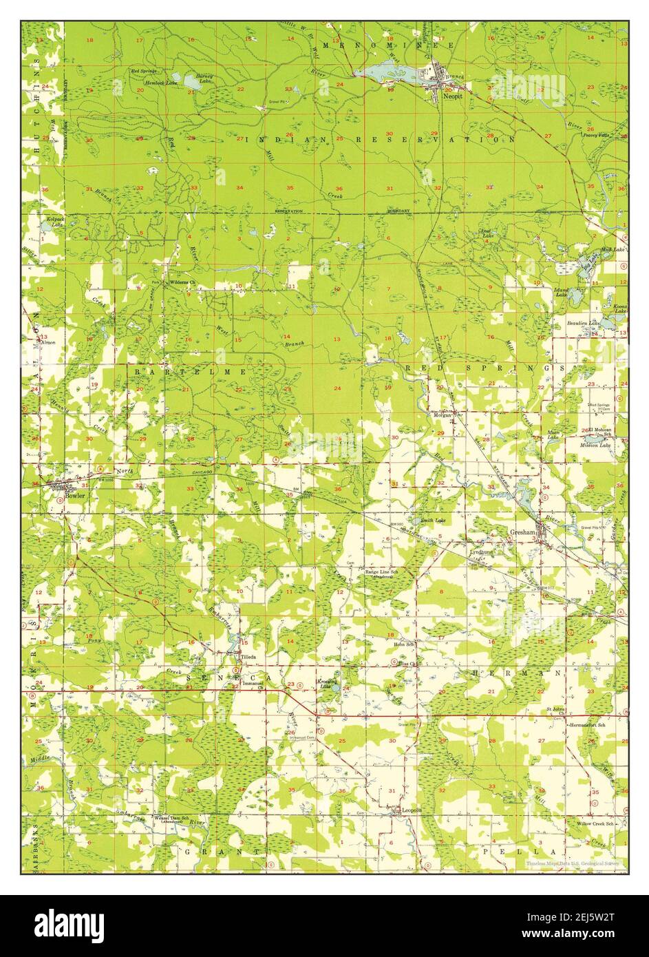 Gresham, Wisconsin, map 1954, 148000, United States of America by