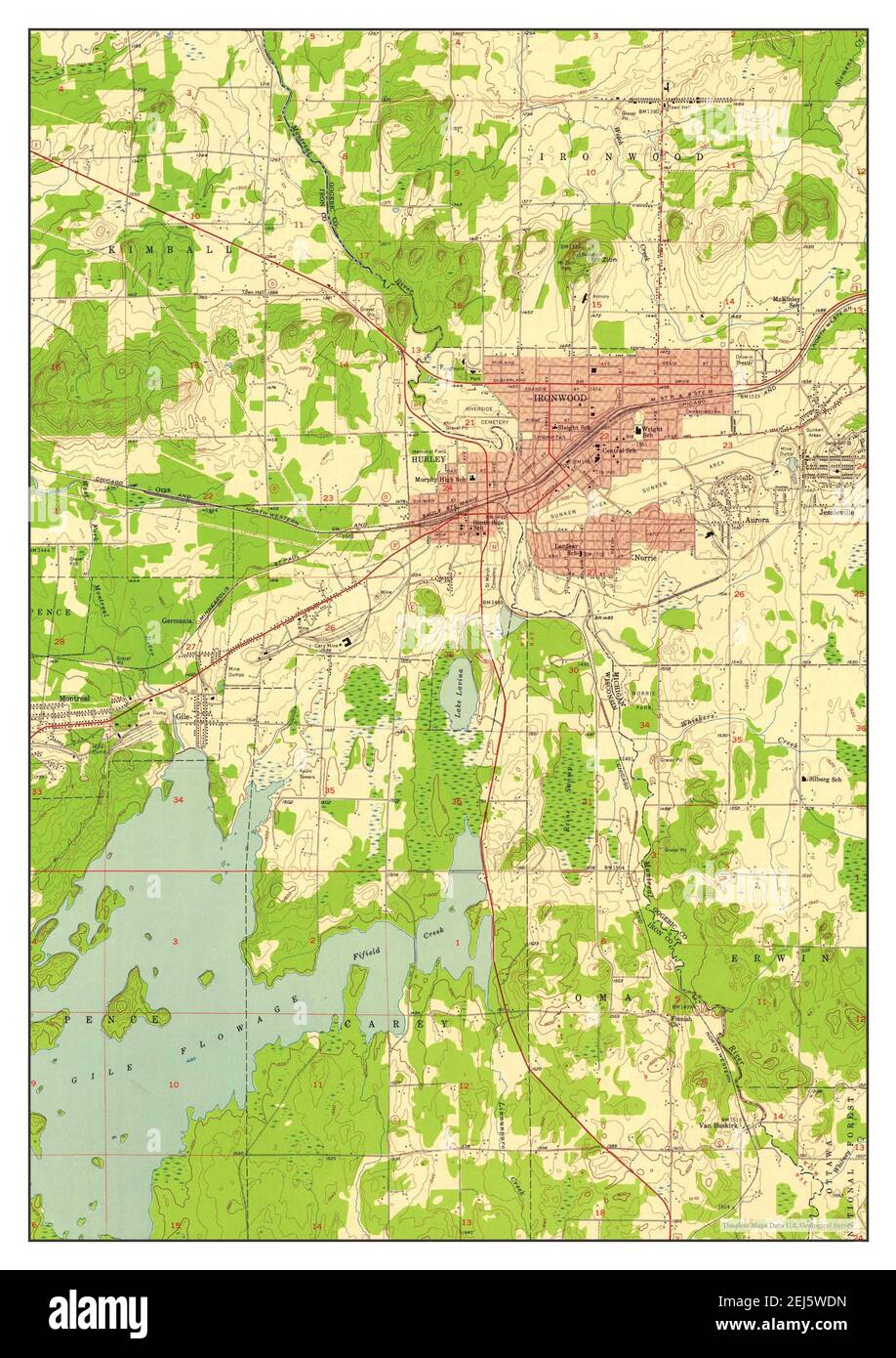 Ironwood, Wisconsin, map 1955, 1:24000, United States of America by ...