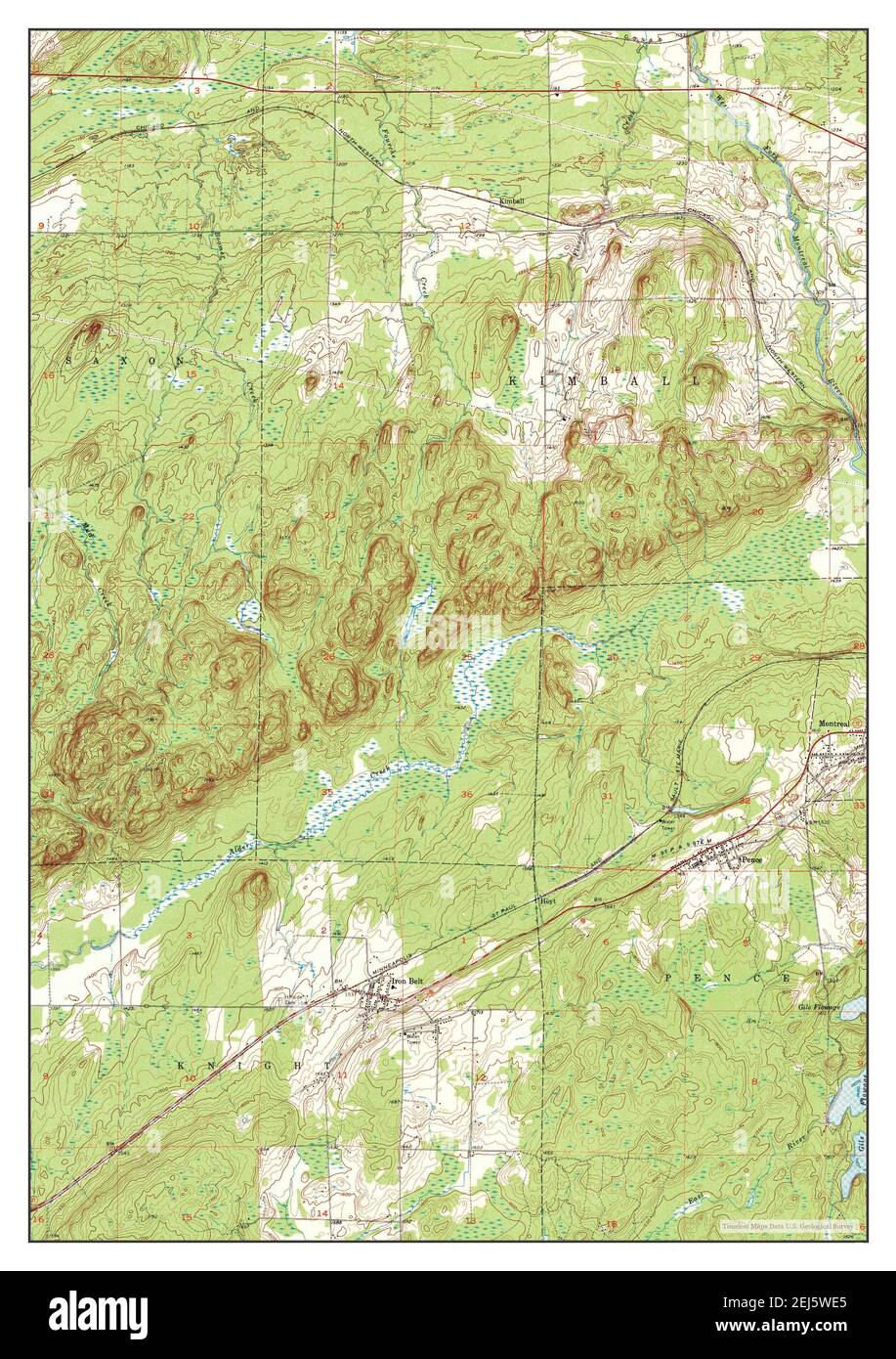 Iron Belt, Wisconsin, map 1956, 124000, United States of America by