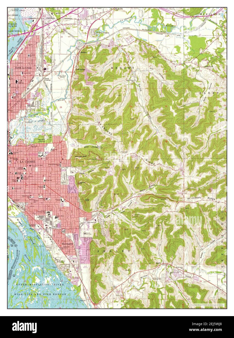 La Crosse, Wisconsin, map 1963, 1:24000, United States of America by Timeless Maps, data U.S. Geological Survey Stock Photo