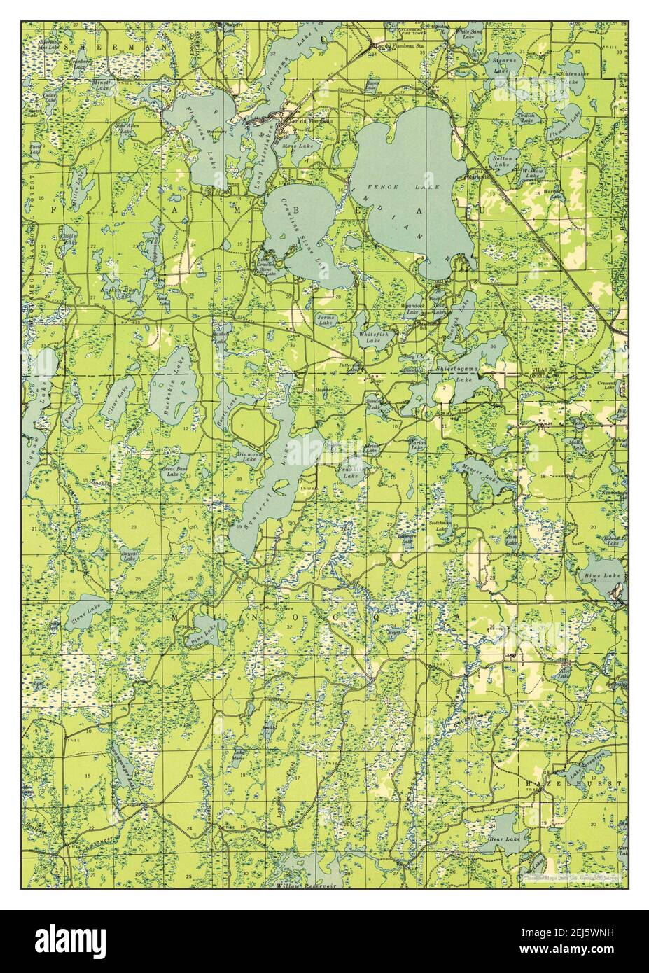 Lac Du Flambeau, Wisconsin, map 1951, 148000, United States of America