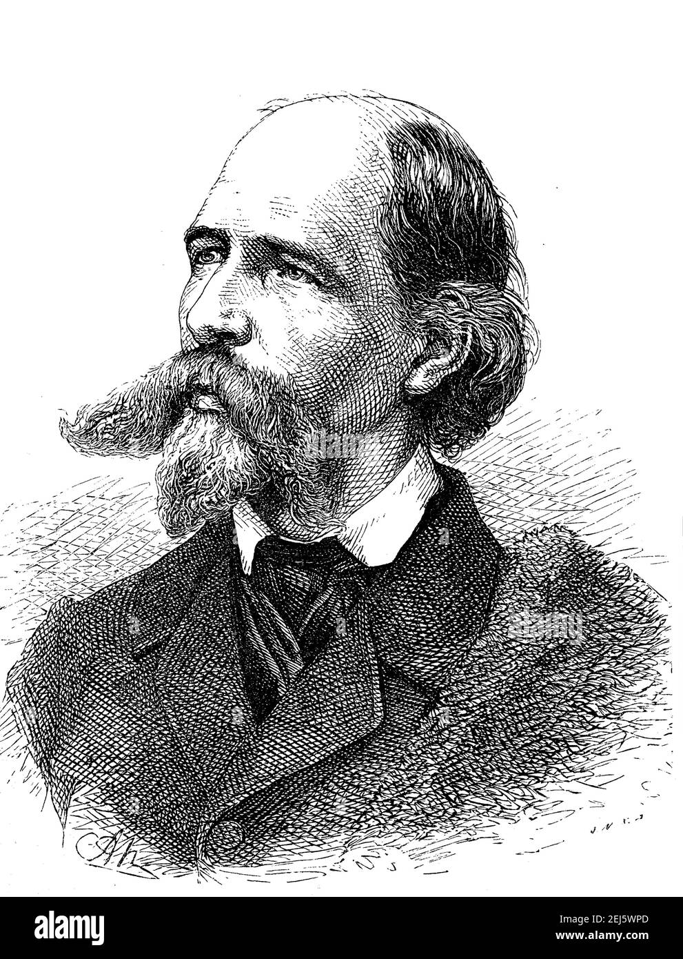 Franz Emanuel August Geibel, October 17, 1815 - April 6, 1884, was a German lyricist  /  Franz Emanuel August Geibel, 17. Oktober 1815 - 6. April 1884, war ein deutscher Lyriker, Historisch, historical, digital improved reproduction of an original from the 19th century / digitale Reproduktion einer Originalvorlage aus dem 19. Jahrhundert, Stock Photo