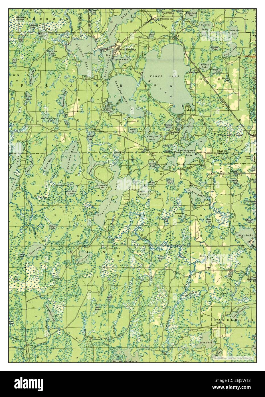 Lac Du Flambeau, Wisconsin, map 1946, 148000, United States of America