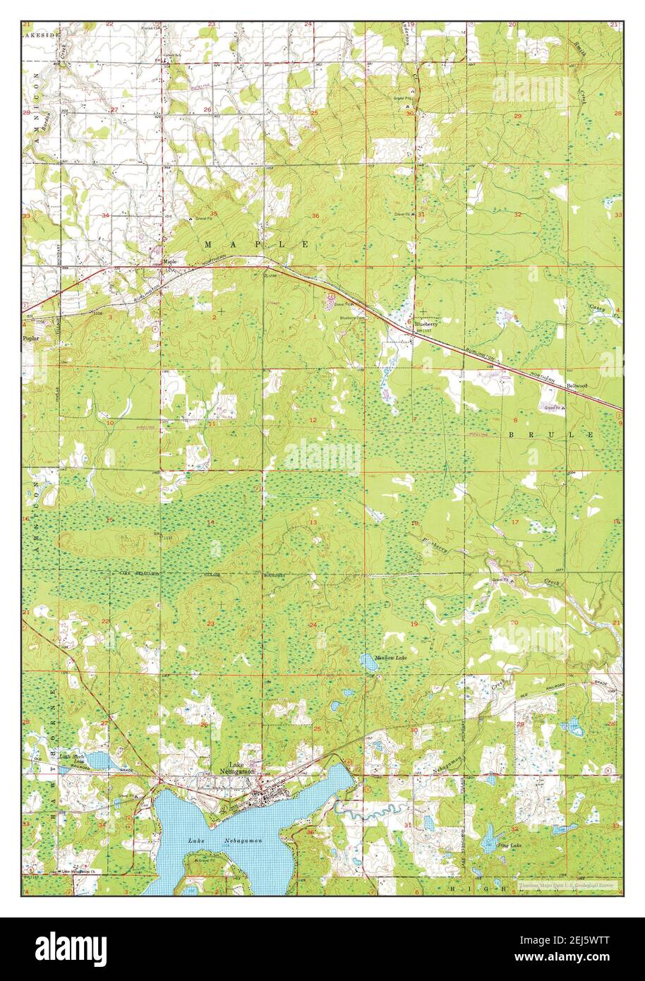 Lake Nebagamon, Wisconsin, map 1961, 124000, United States of America