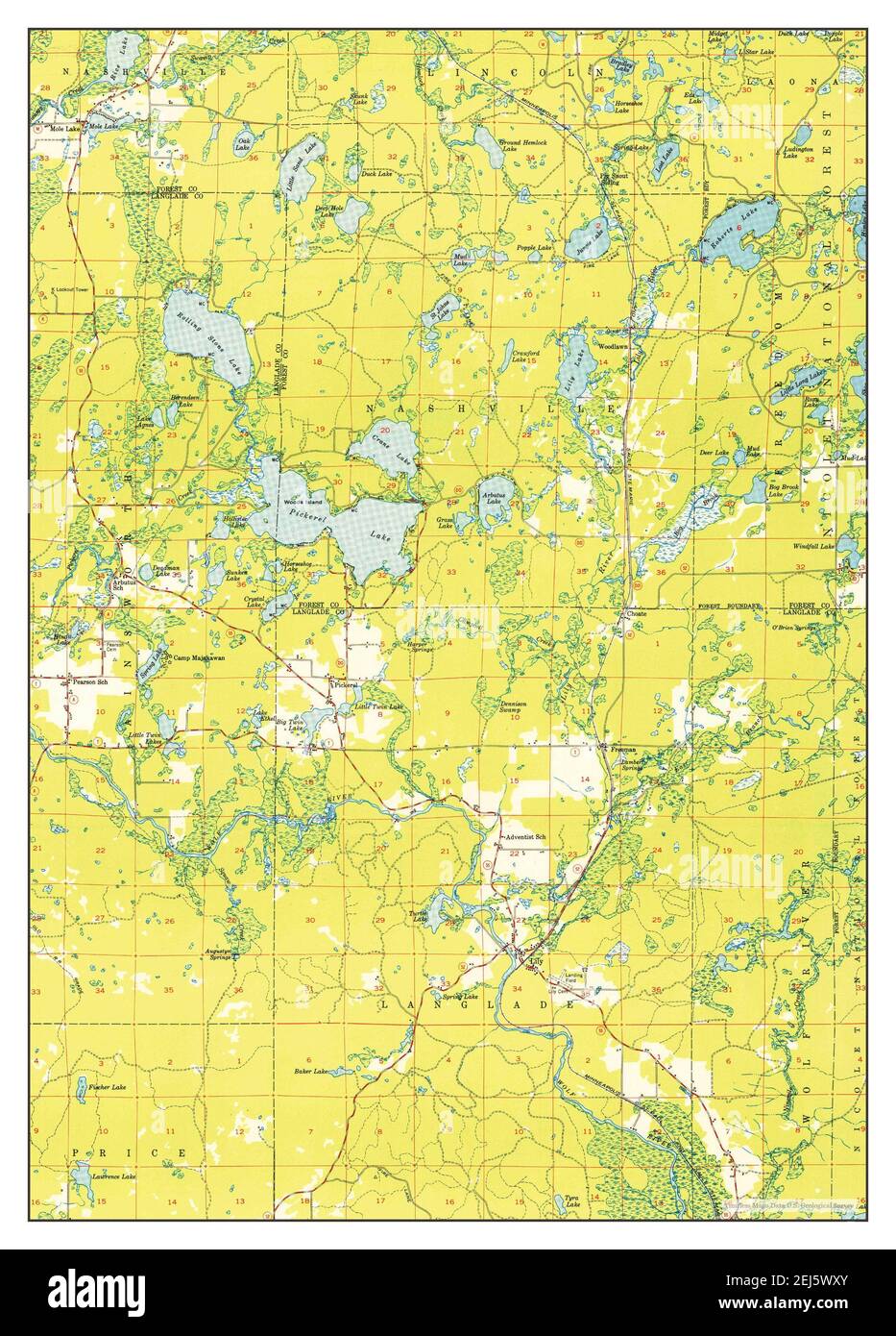 Lily, Wisconsin, map 1950, 148000, United States of America by