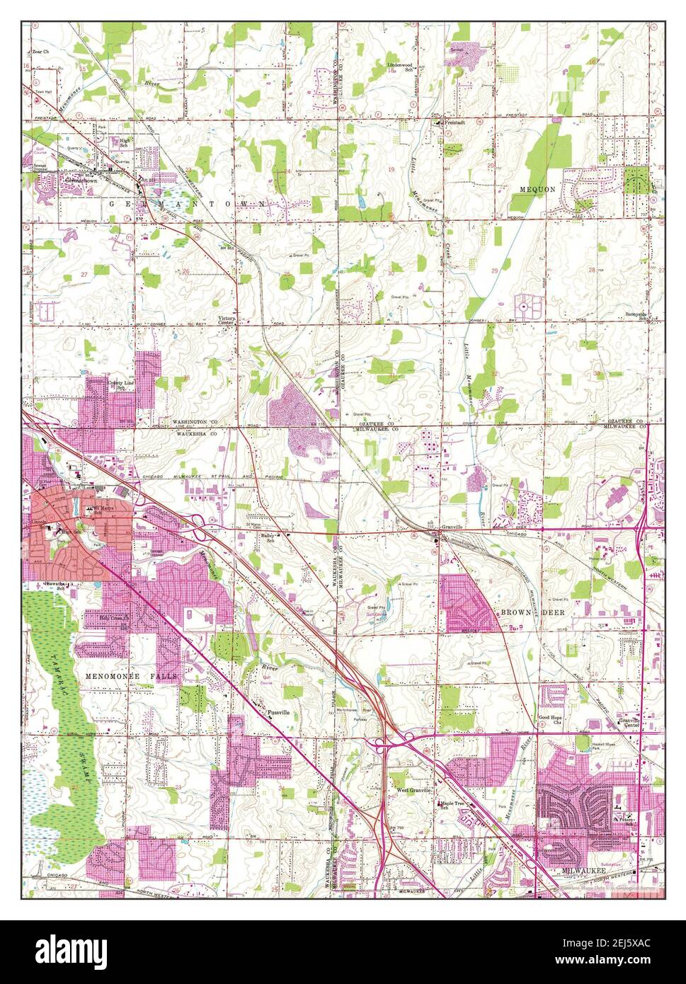 Menomonee Falls, Wisconsin, map 1958, 1:24000, United States of America by Timeless Maps, data U.S. Geological Survey Stock Photo