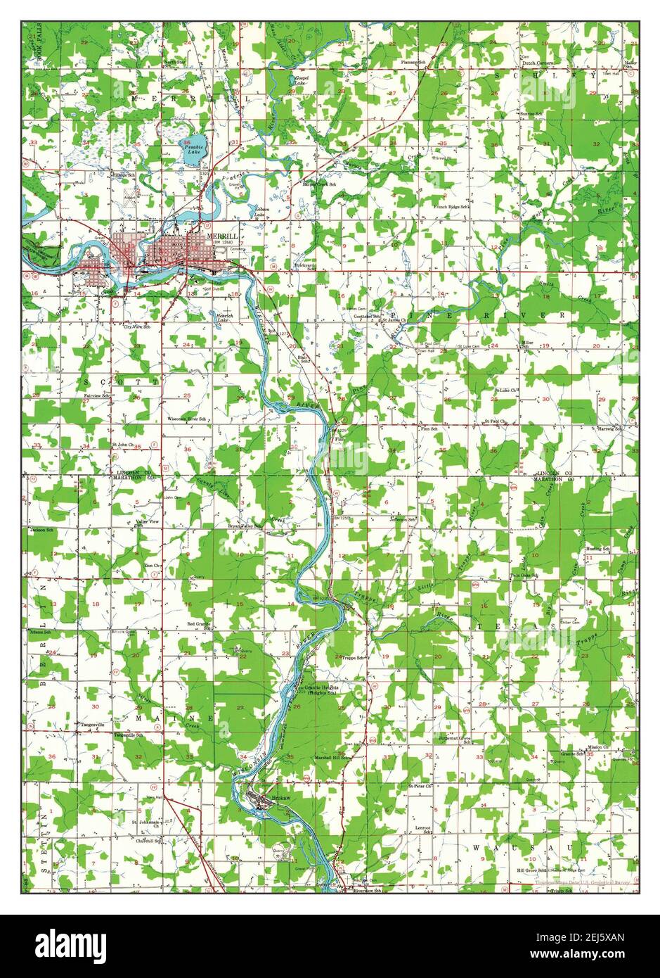 Merrill, Wisconsin, map 1951, 148000, United States of America by