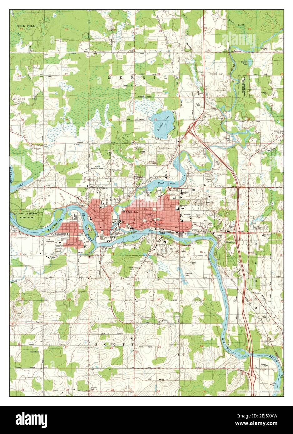 Merrill, Wisconsin, map 1982, 124000, United States of America by