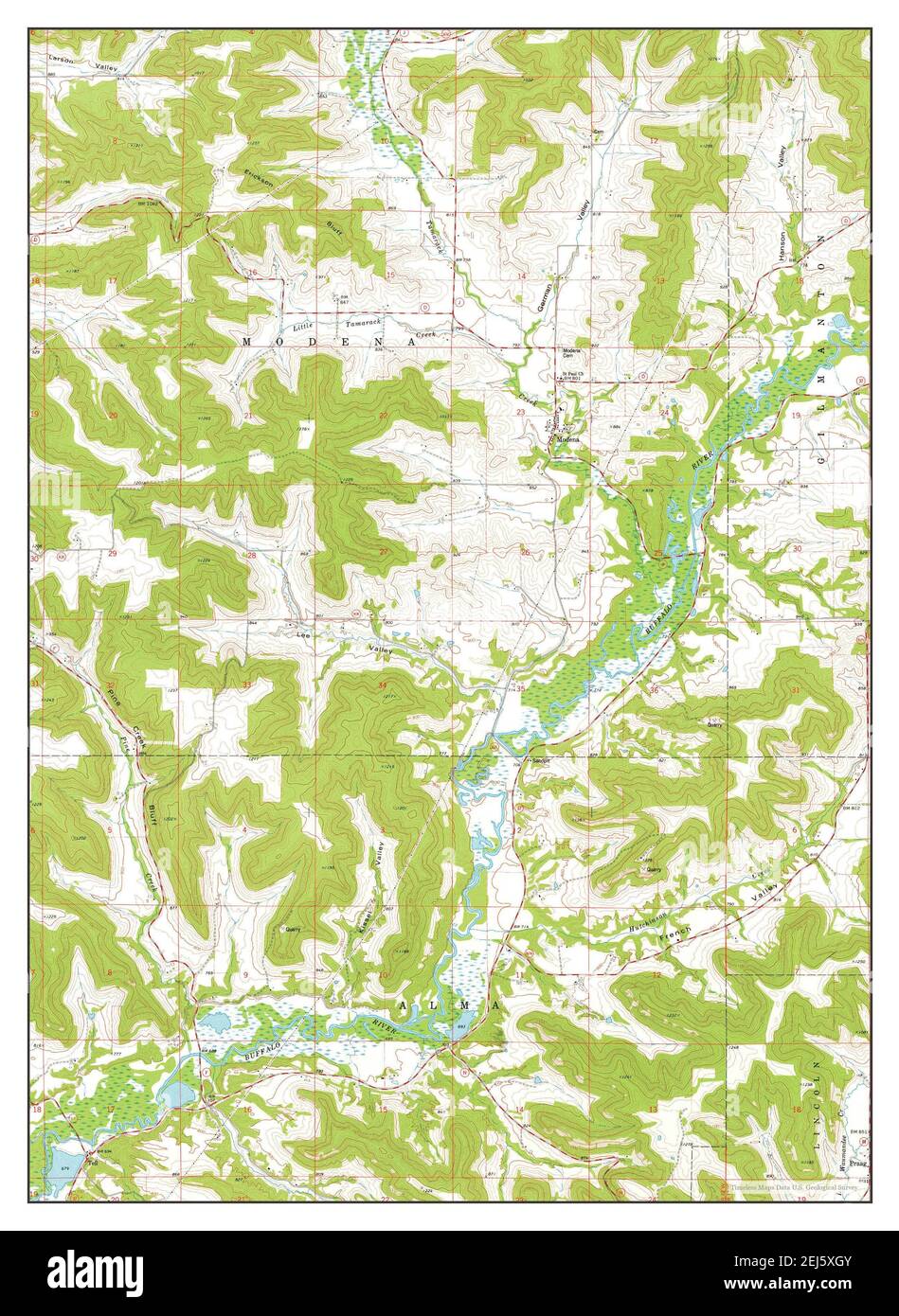 Modena, Wisconsin, map 1974, 124000, United States of America by