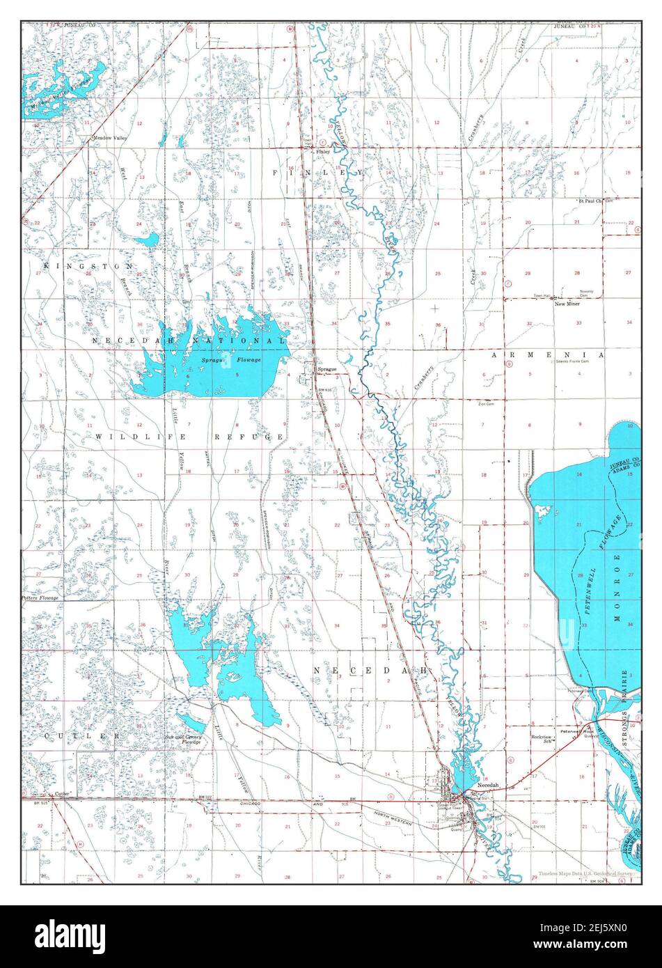 Necedah, Wisconsin, map 1958, 148000, United States of America by