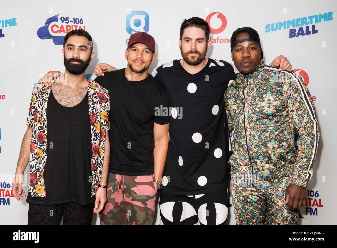 Rudimental on the red carpet of the media run at Capital's Summertime Ball with Vodafone at Wembley Stadium, London. This summer's hottest artists performed live for 80,000 Capital listeners at Wembley Stadium at the UK's biggest summer party. Performers included Camila Cabello, Shawn Mendes, Rita Ora, Charlie Puth, Jess Glyne, Craig David, Anne-Marie, Rudimental, Sean Paul, Clean Bandit, James Arthur, Sigala, Years & Years, Jax Jones, Raye, Jonas Blue, Mabel, Stefflon Don, Yungen and G-Eazy Stock Photo