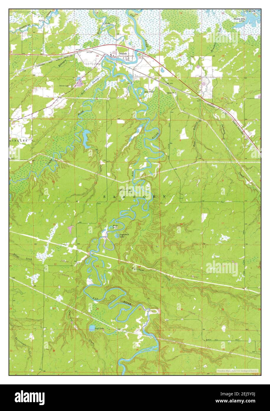 Odanah, Wisconsin, map 1964, 124000, United States of America by
