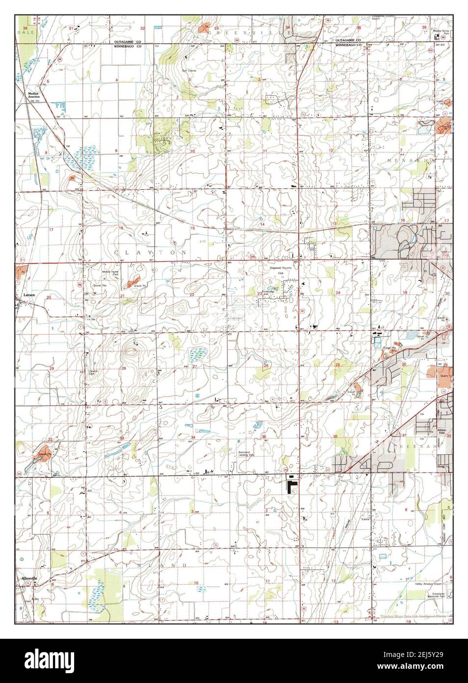 Oshkosh NE, Wisconsin, map 1992, 124000, United States of America by Timeless Maps, data U.S