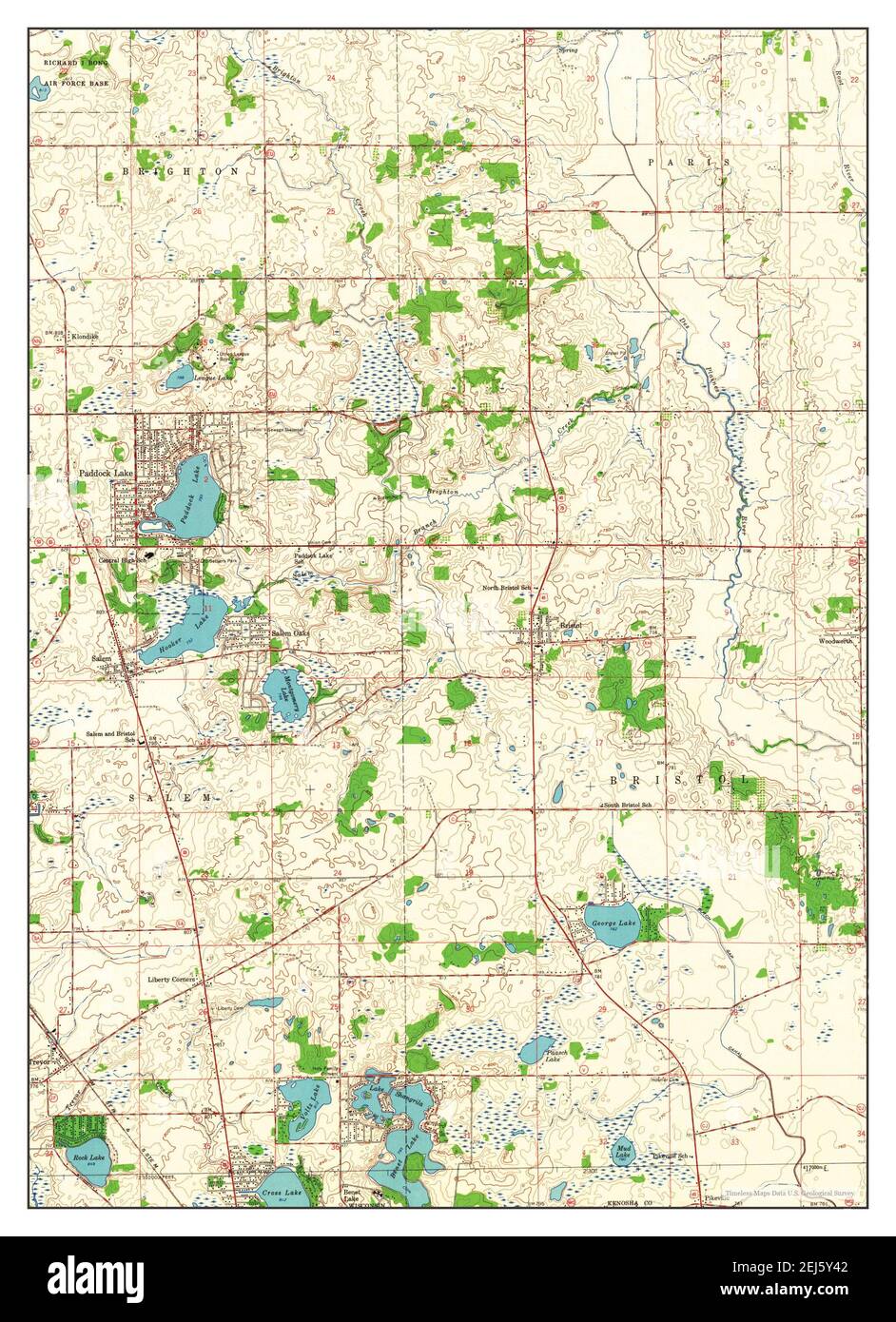 Paddock Lake, Wisconsin, map 1959, 124000, United States of America by