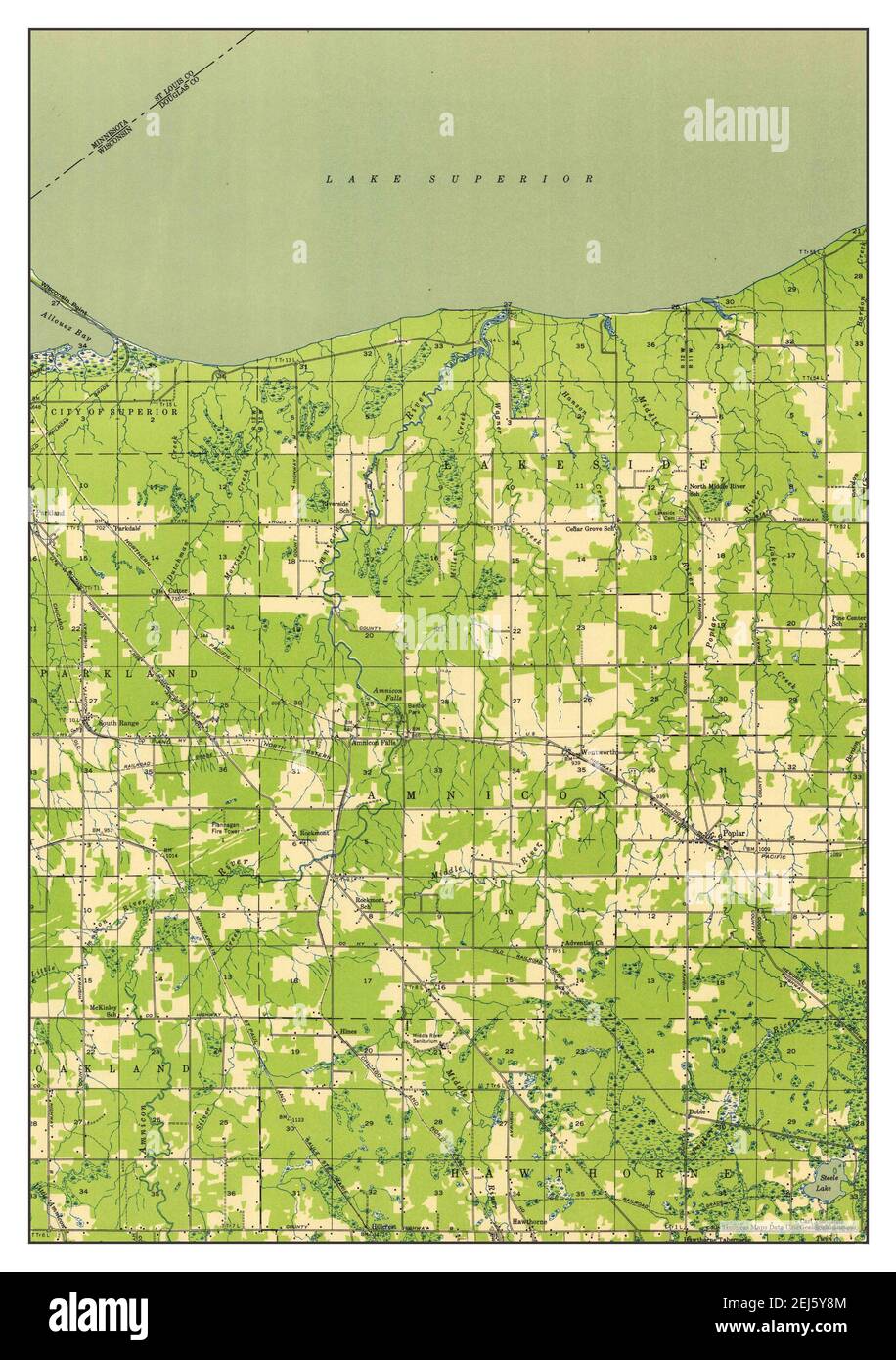 Poplar, Wisconsin, map 1949, 148000, United States of America by