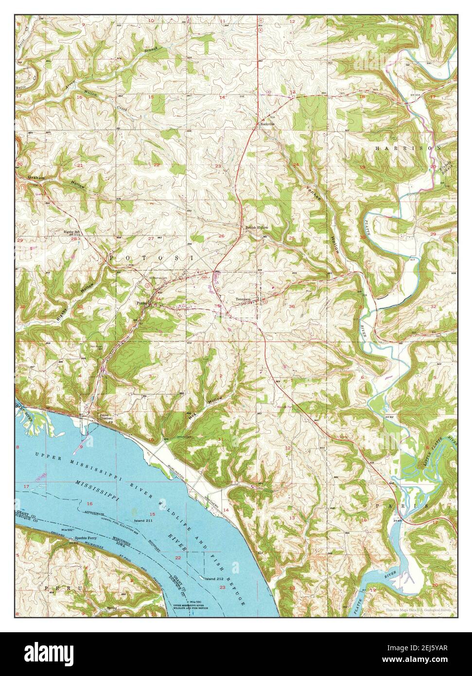 Potosi, Wisconsin, map 1957, 124000, United States of America by Timeless Maps, data U.S