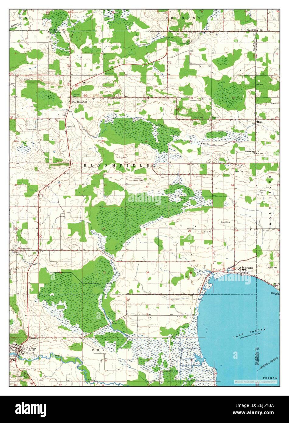 Poy Sippi, Wisconsin, map 1961, 124000, United States of America by