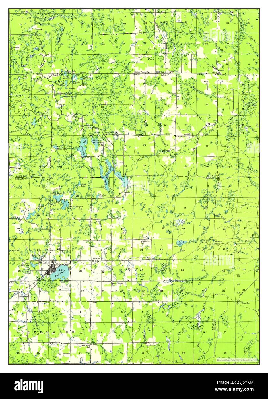Rib Lake, Wisconsin, map 1947, 148000, United States of America by