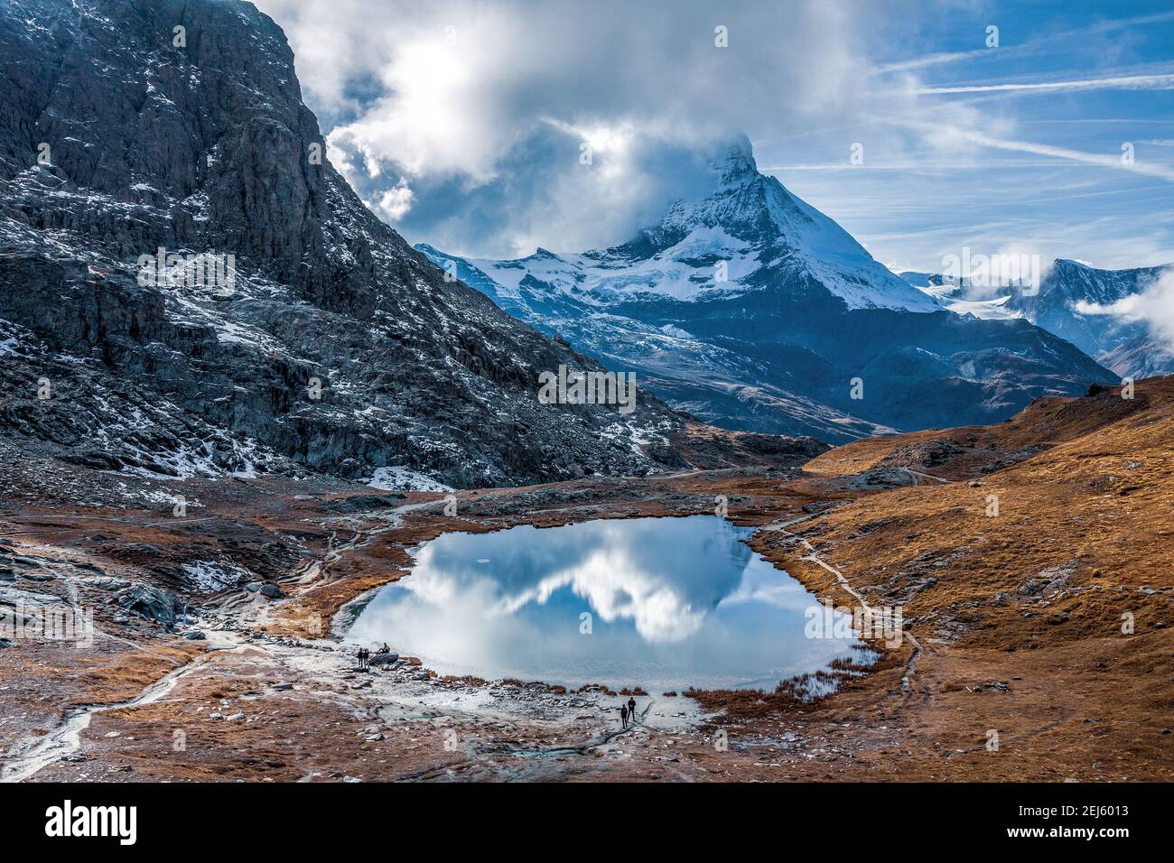 The Riffelsee, a lake near Zermatt. Switzerland. Stock Photo