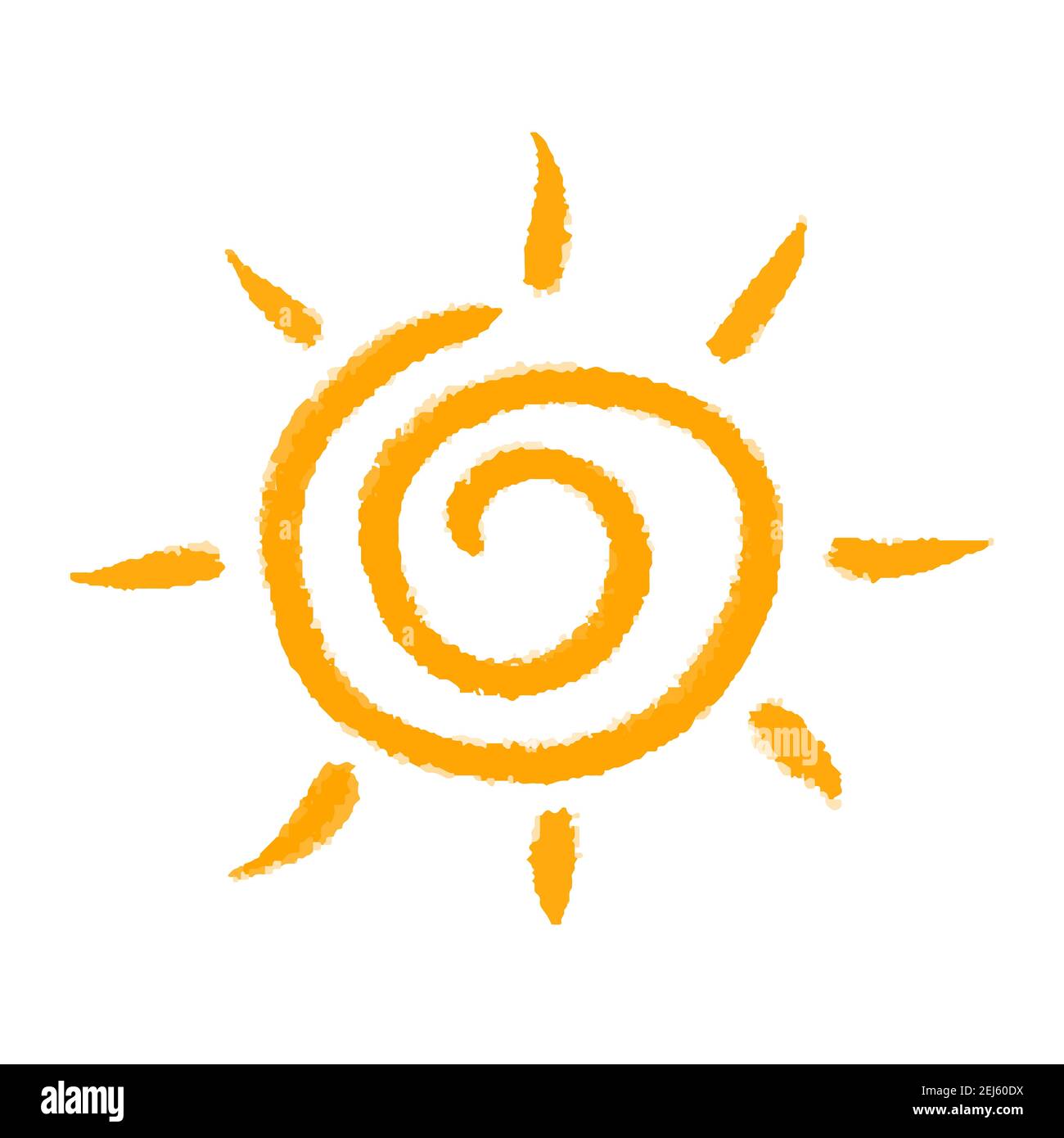 Sun icon as spiral on isolated background Stock Vector