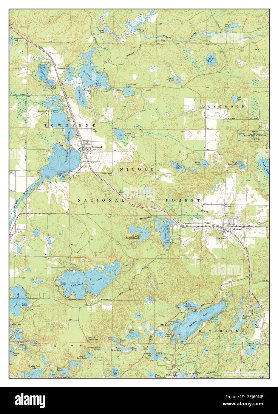 Townsend, Wisconsin, map 1972, 124000, United States of America by