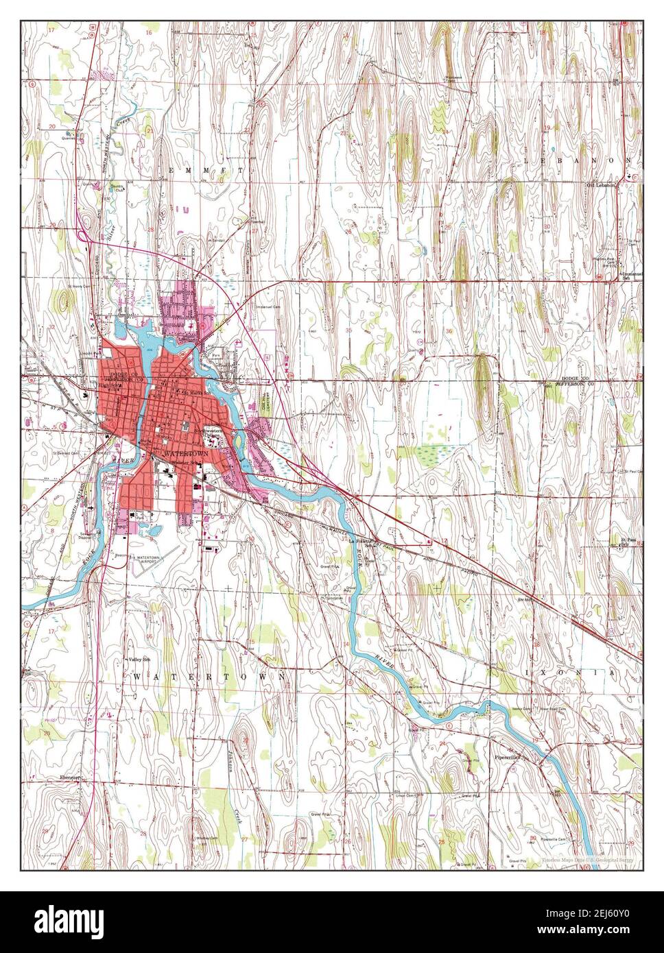 Watertown, Wisconsin, map 1959, 124000, United States of America by