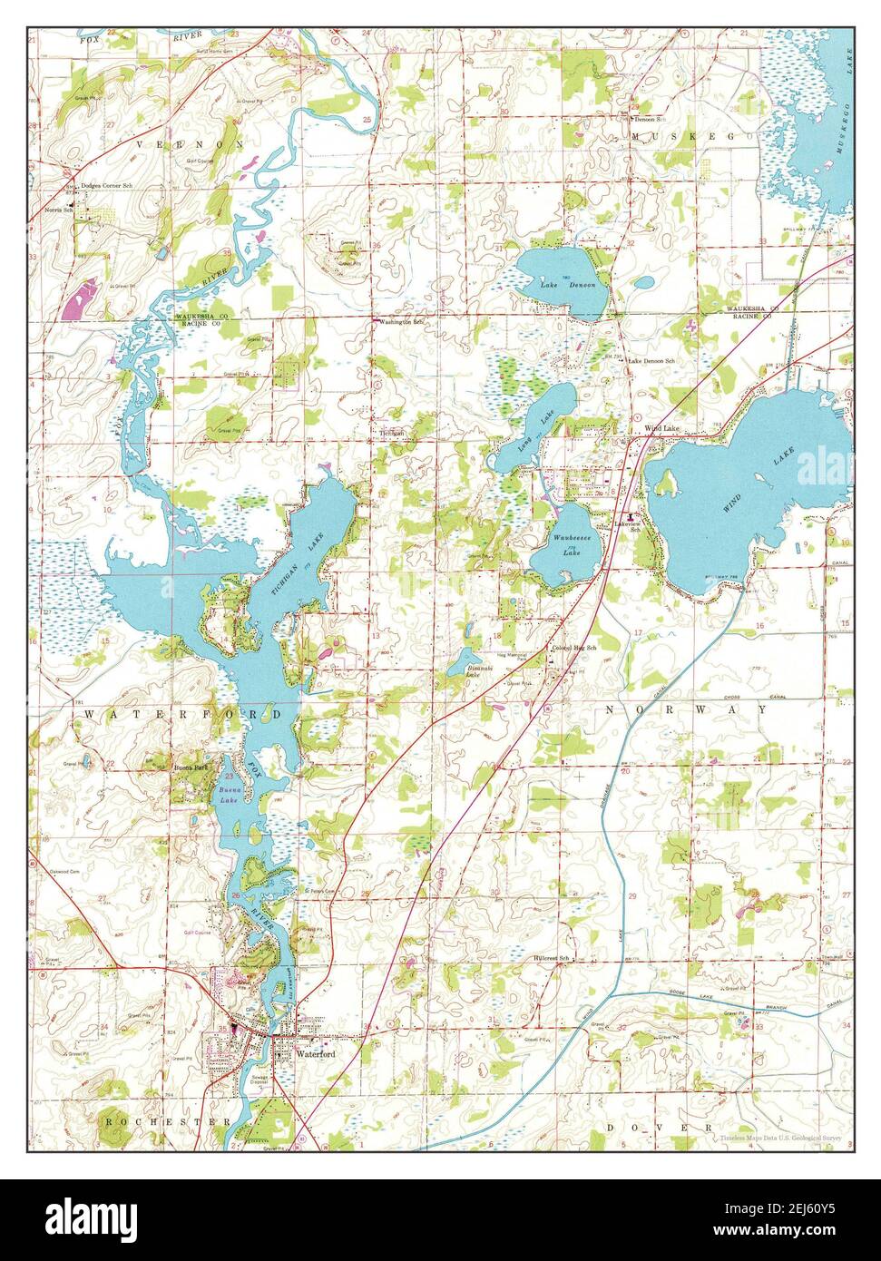 Waterford, Wisconsin, map 1959, 124000, United States of America by