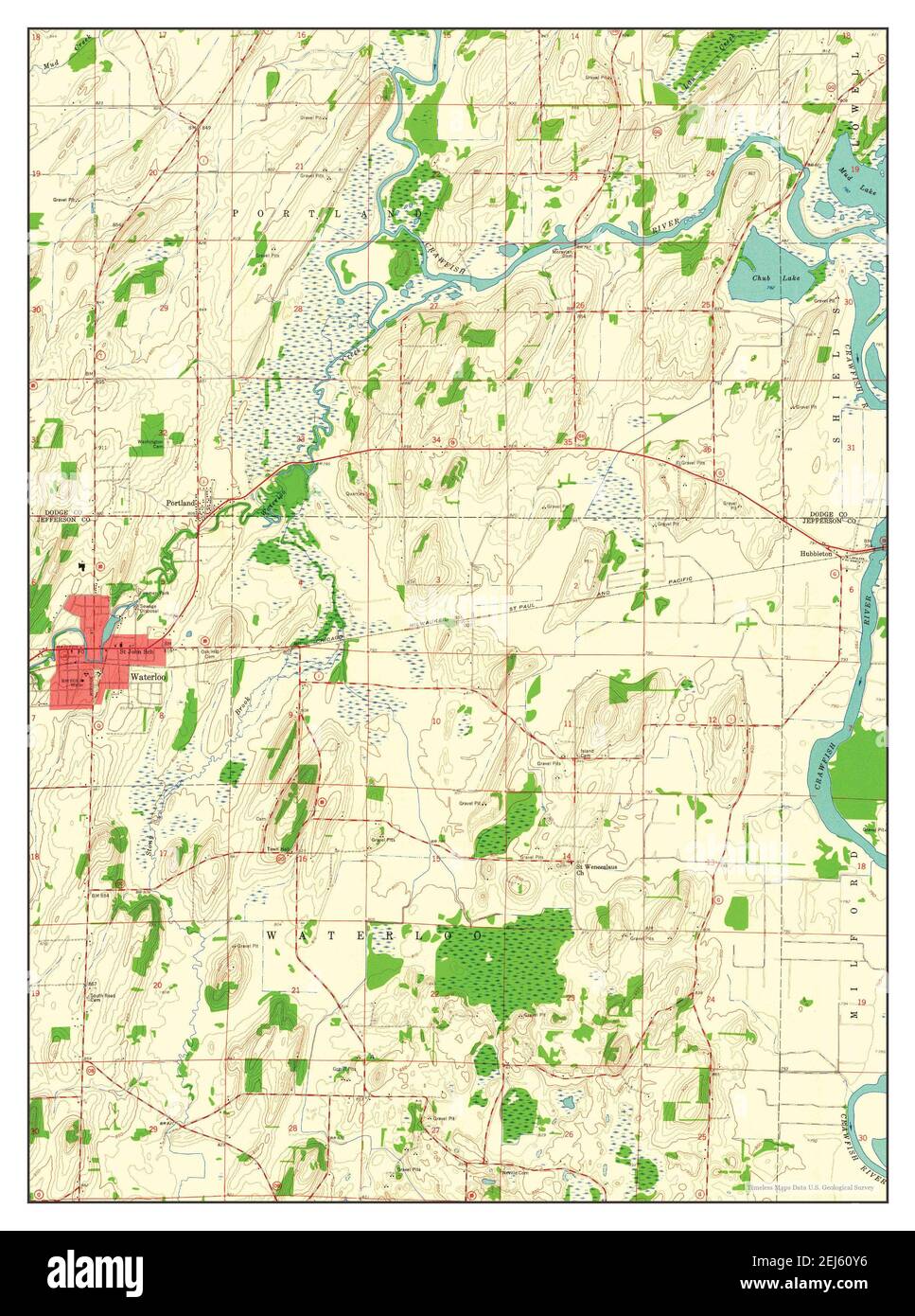 Waterloo, Wisconsin, map 1959, 124000, United States of America by Timeless Maps, data U.S
