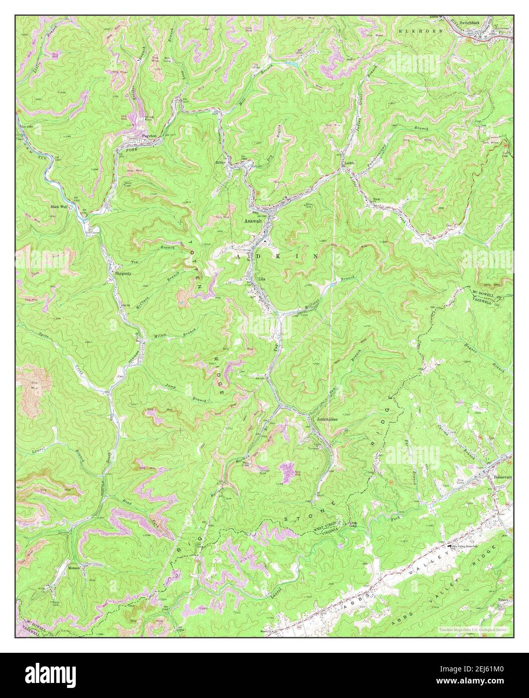 Anawalt, West Virginia, map 1968, 1:24000, United States of America by Timeless Maps, data U.S. Geological Survey Stock Photo