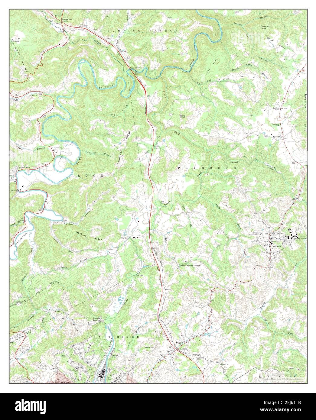Athens, West Virginia, map 1968, 1:24000, United States of America by Timeless Maps, data U.S. Geological Survey Stock Photo