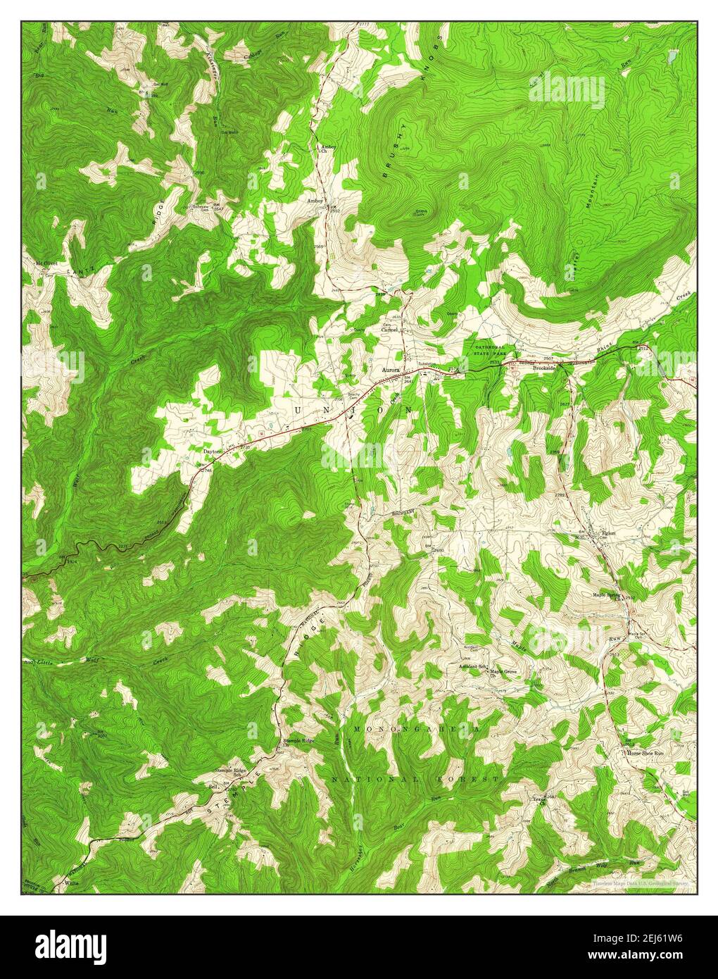 Aurora, West Virginia, map 1959, 124000, United States of America by