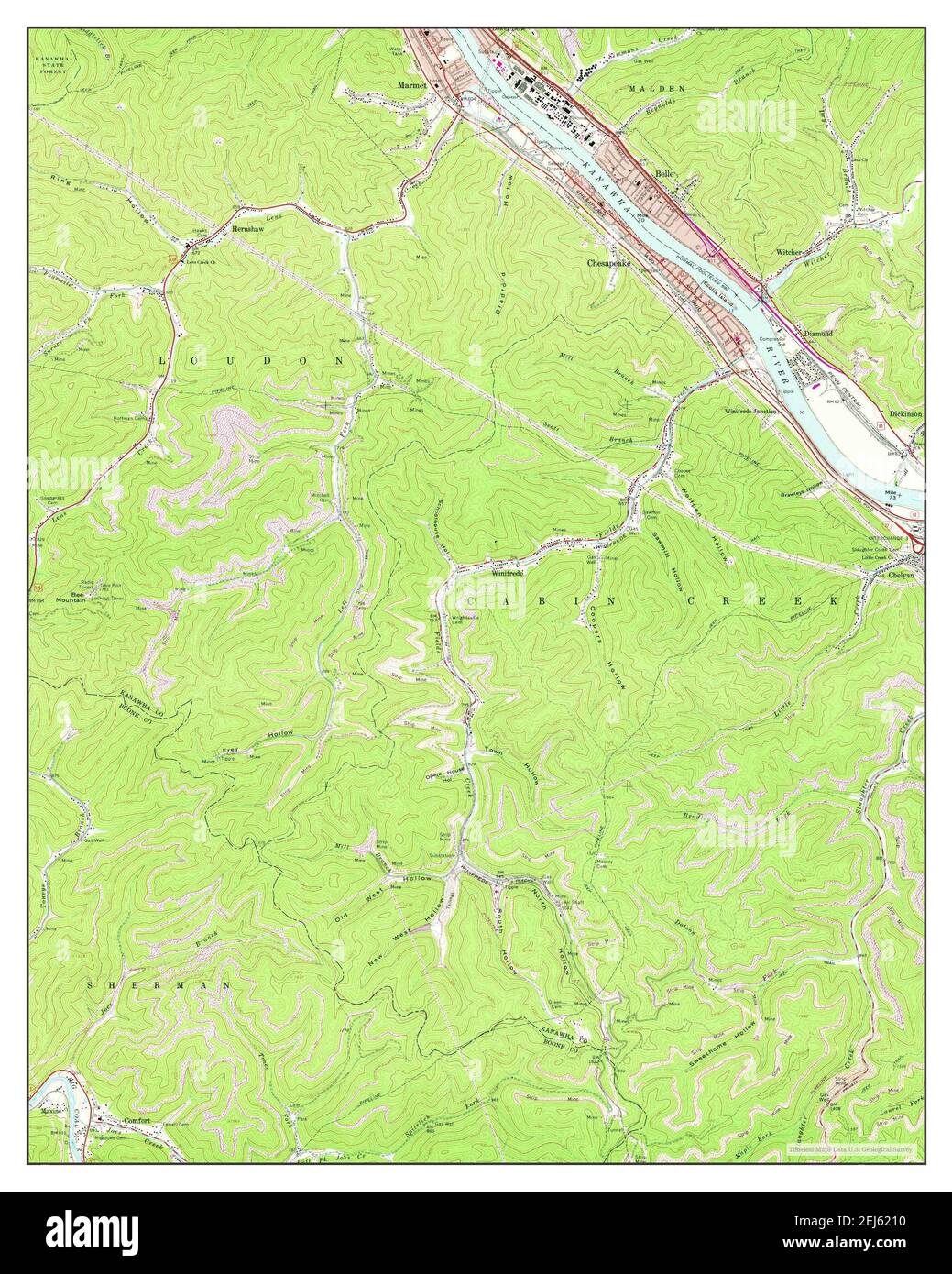 Belle, West Virginia, map 1965, 124000, United States of America by Timeless Maps, data U.S