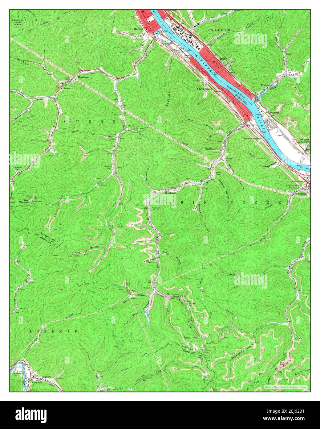 Belle, West Virginia, map 1965, 124000, United States of America by