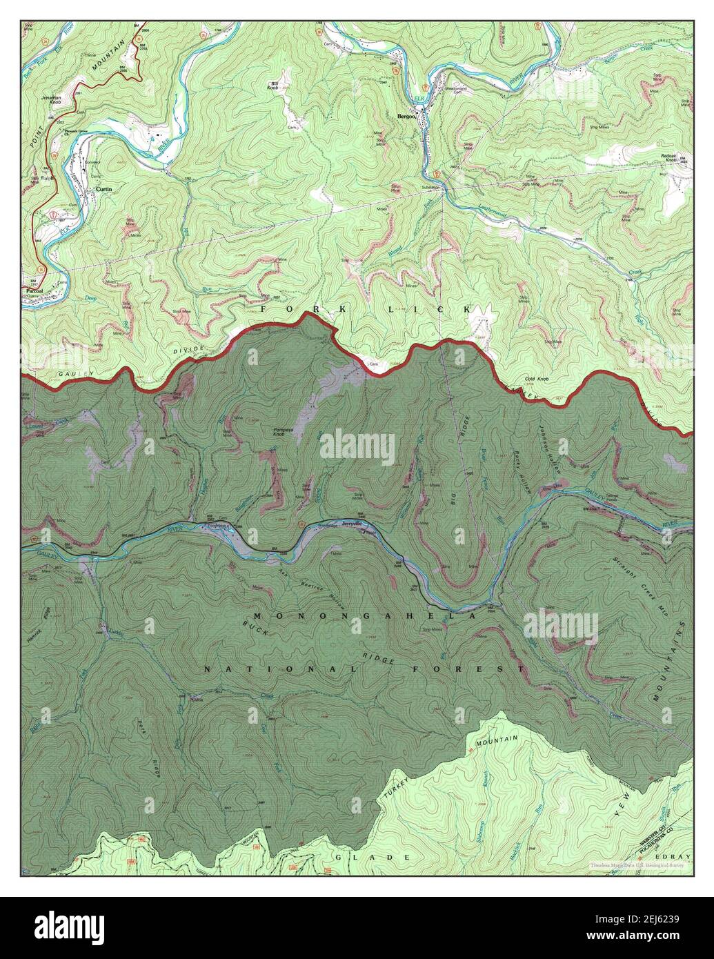 Bergoo, West Virginia, map 1995, 1:24000, United States of America by Timeless Maps, data U.S. Geological Survey Stock Photo