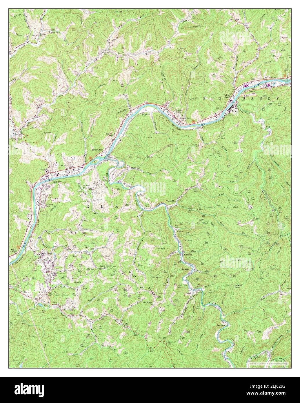 Blue Creek, West Virginia, map 1957, 124000, United States of America