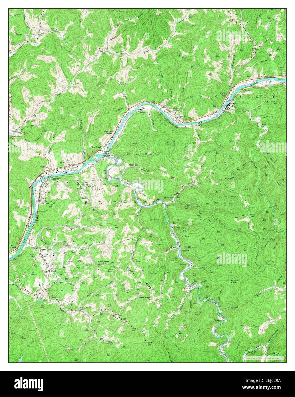 Blue Creek, West Virginia, map 1957, 124000, United States of America