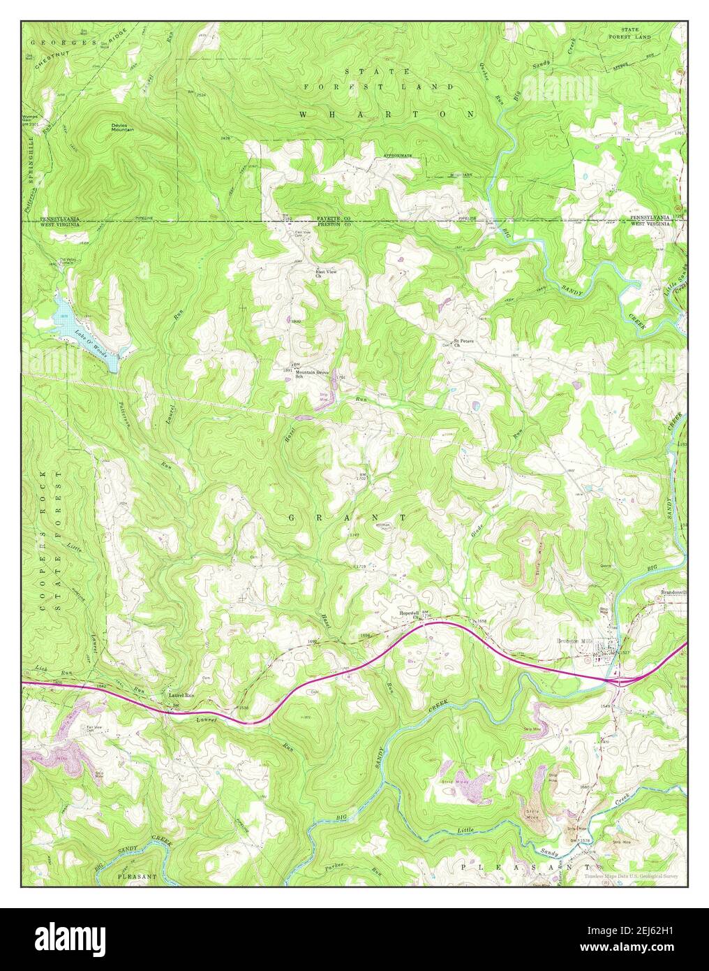 Bruceton Mills, West Virginia, map 1960, 124000, United States of America by Timeless Maps