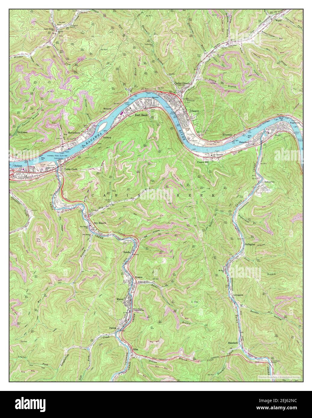 Cedar Grove, West Virginia, map 1965, 124000, United States of America