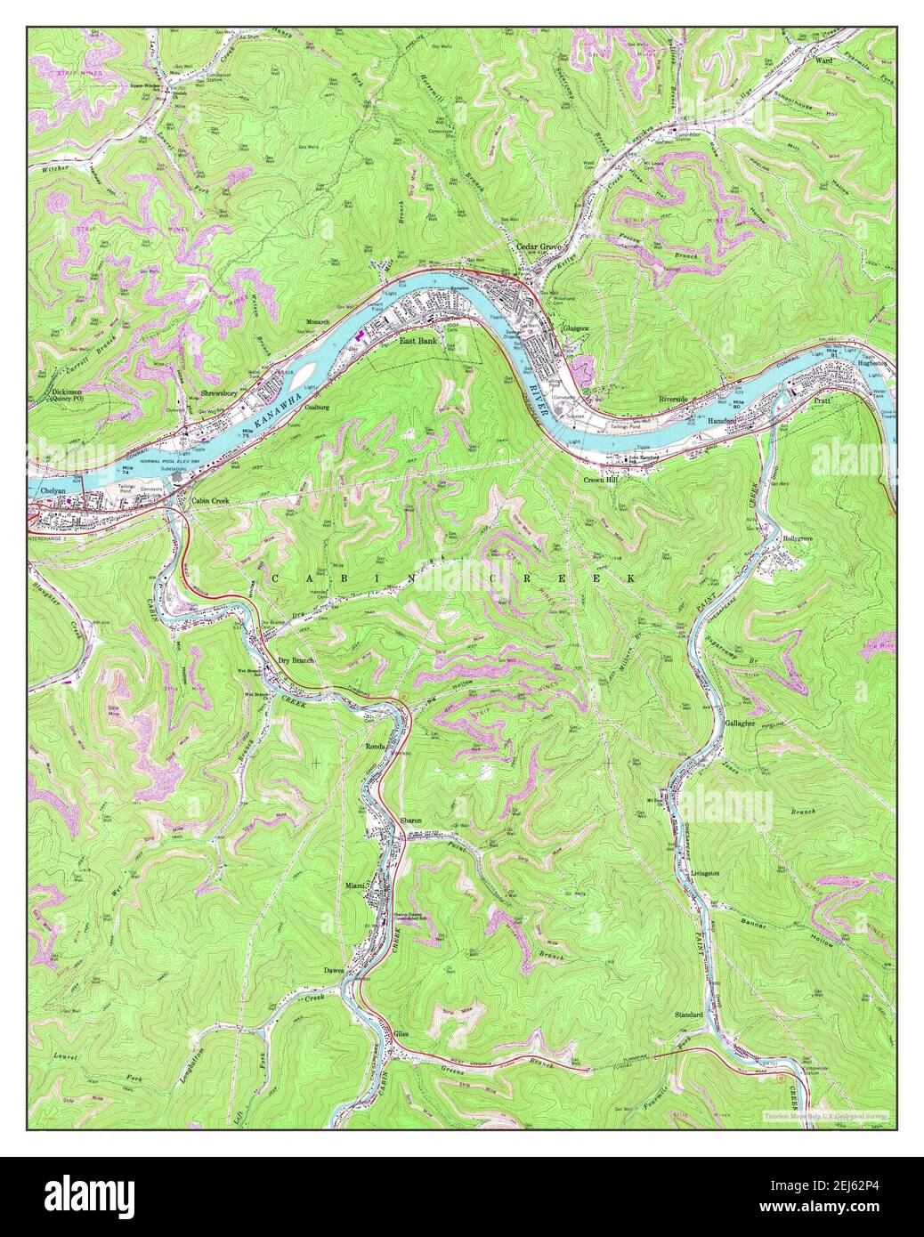 Cedar Grove, West Virginia, map 1965, 124000, United States of America