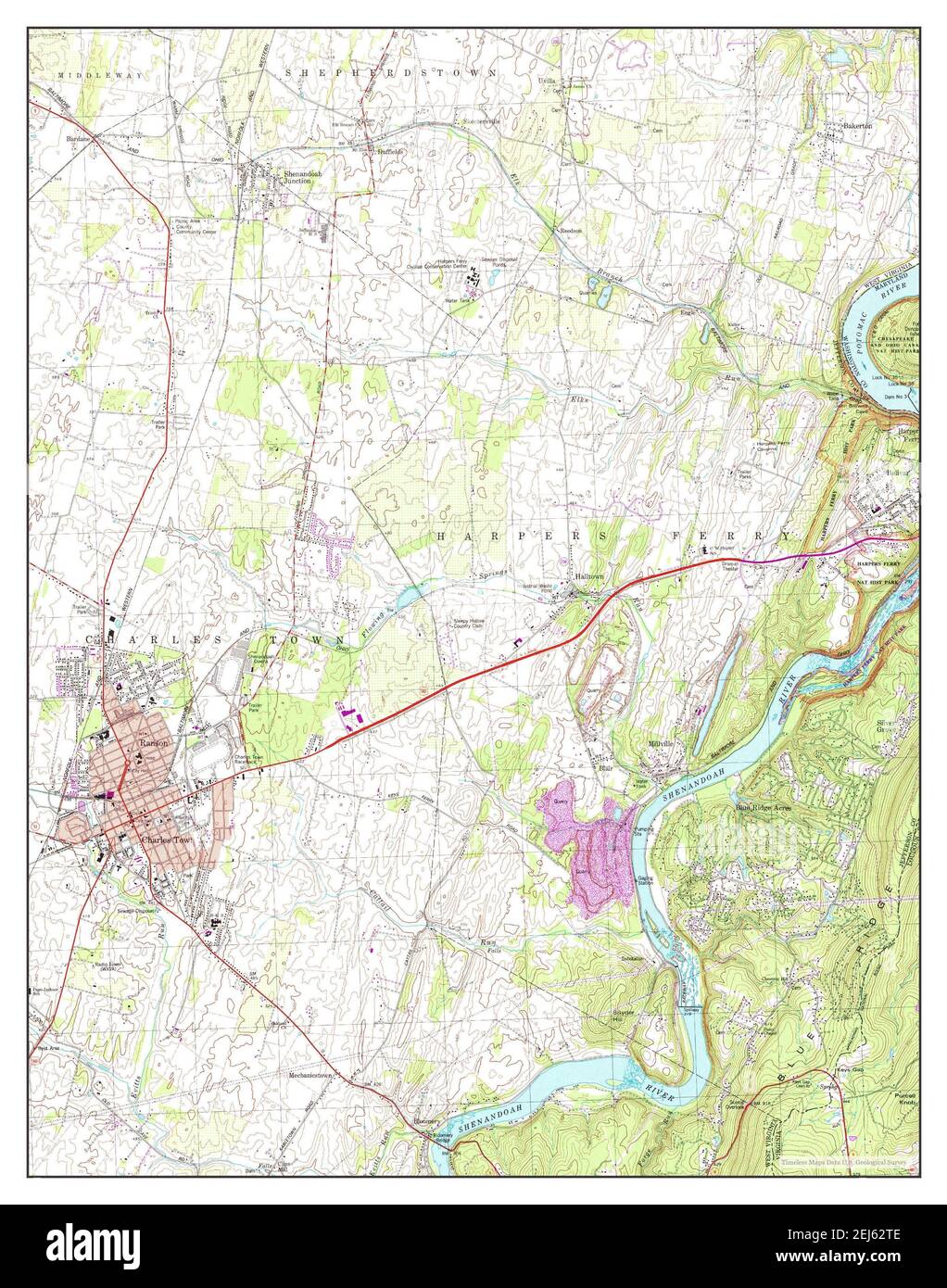 Charles Town, West Virginia, map 1978, 124000, United States of America by Timeless Maps, data