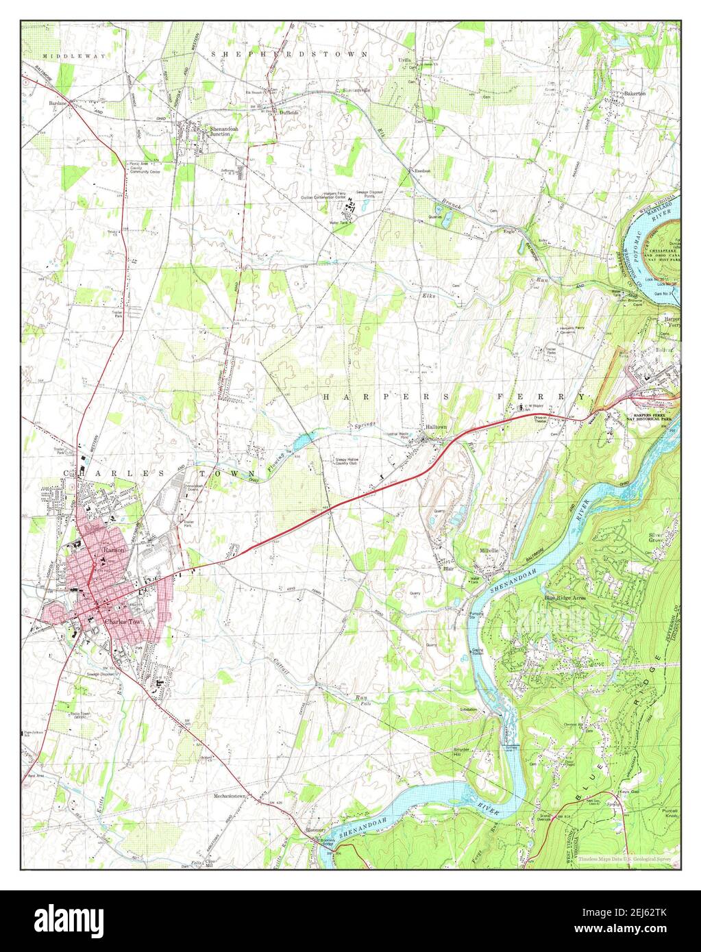 Charles Town, West Virginia, map 1978, 124000, United States of