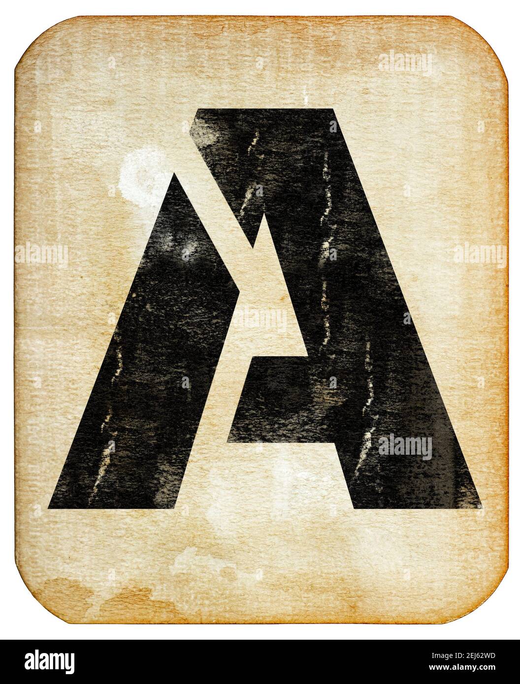 Letter A. Used cardboard sign. Old stained paper texture background Stock Photo