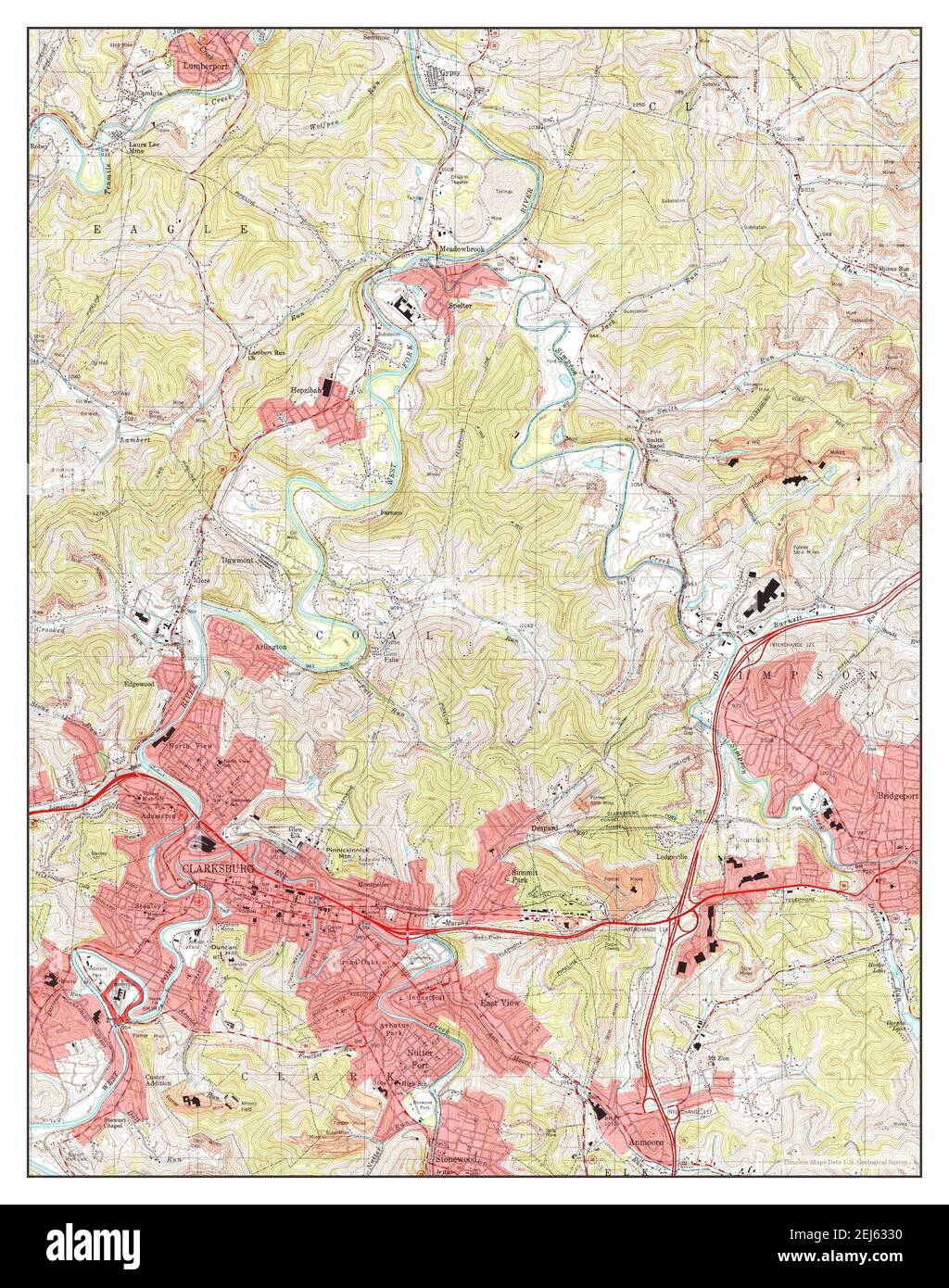 Clarksburg, West Virginia, map 1996, 124000, United States of America