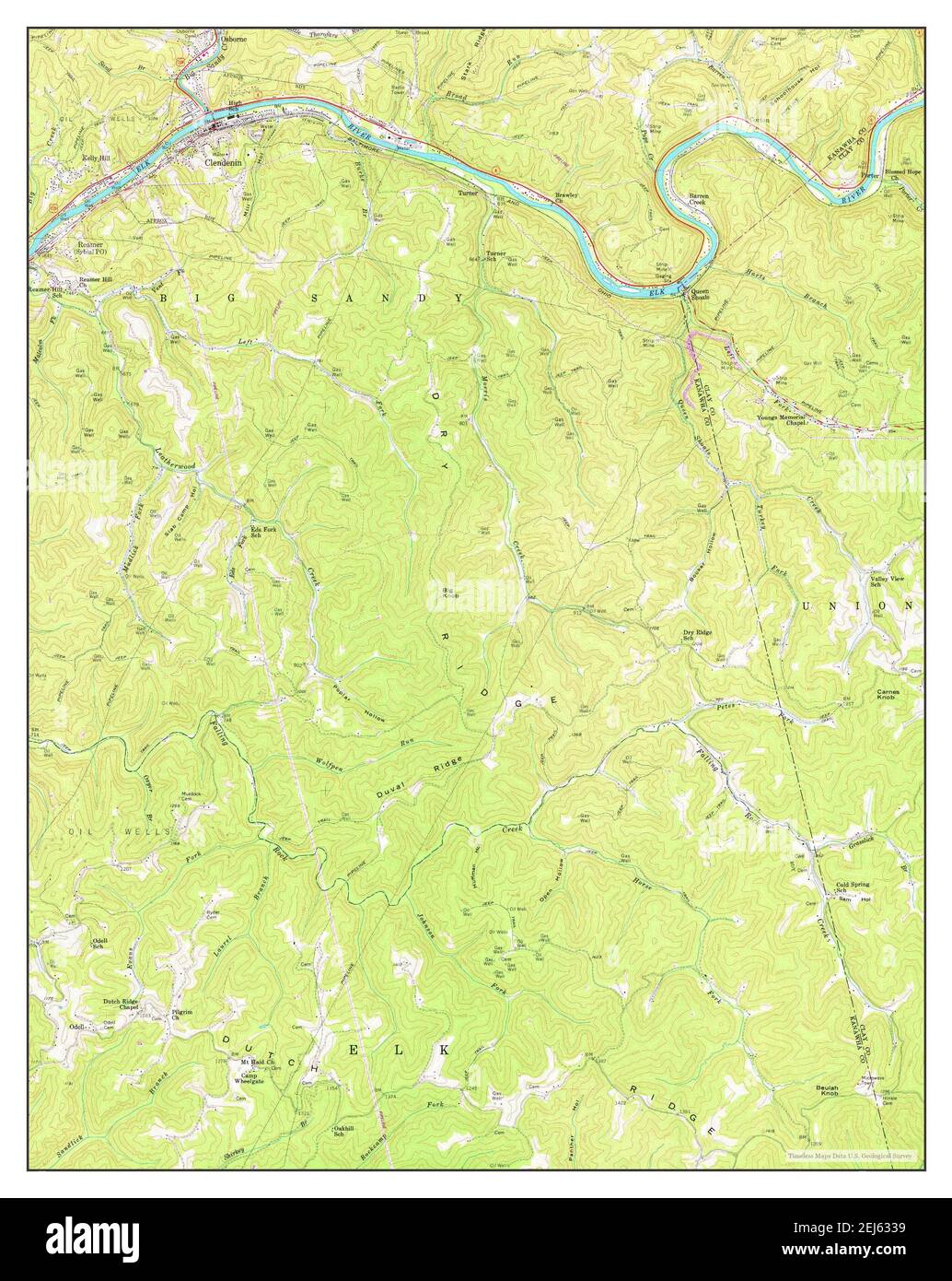 Clendenin, West Virginia, map 1957, 124000, United States of America