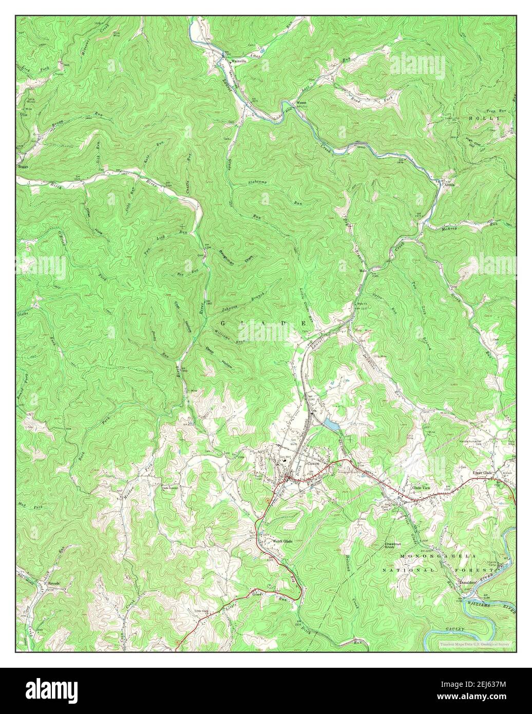 Cowen, West Virginia, map 1966, 124000, United States of America by
