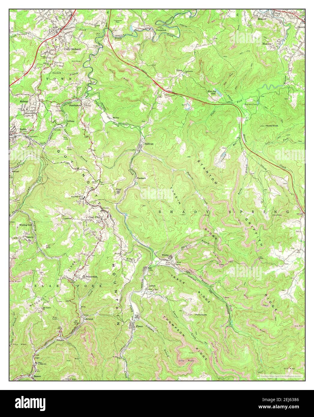 Crab Orchard, West Virginia, map 1968, 124000, United States of