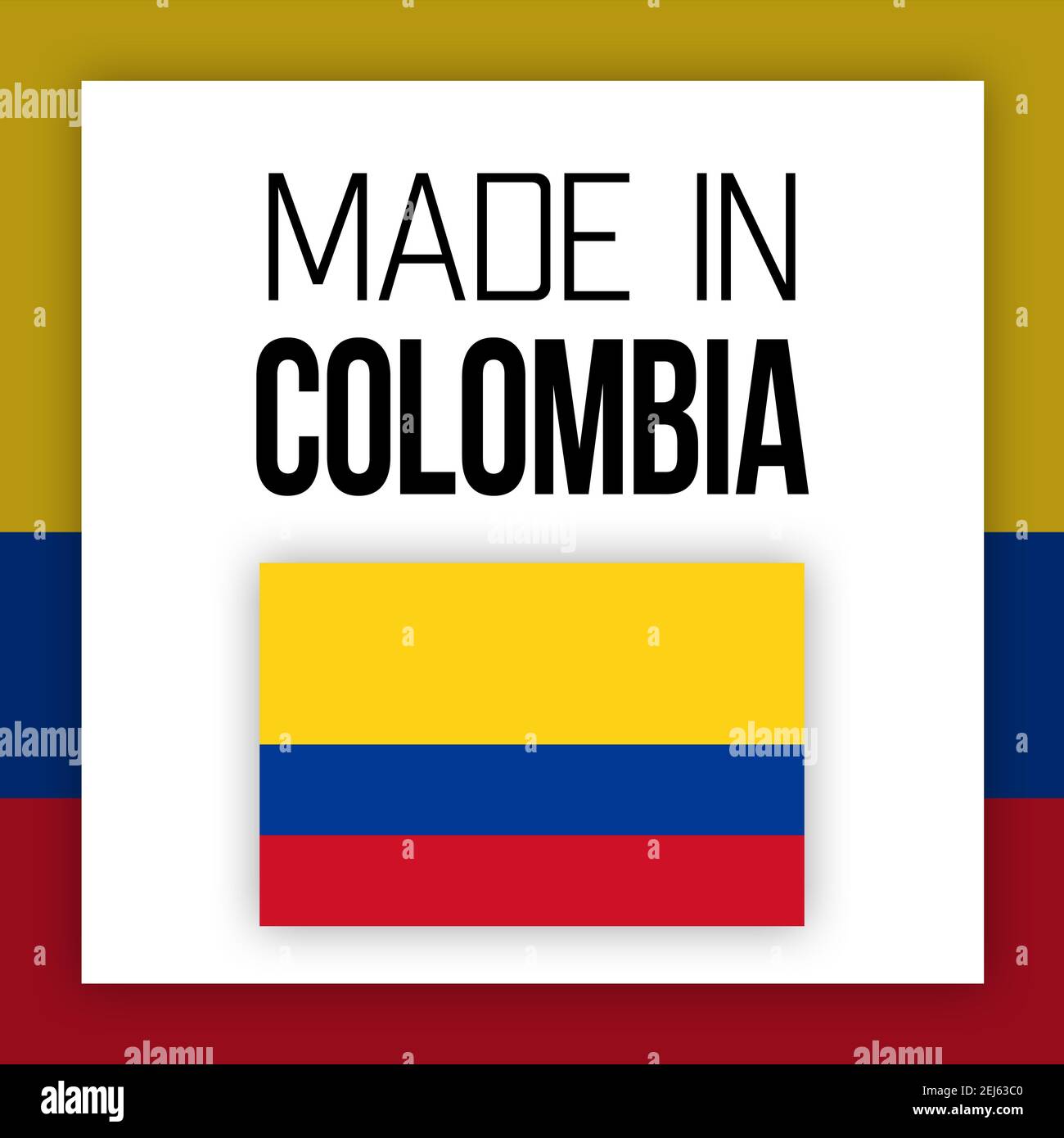 Made in Colombia label, illustration with national flag Stock Photo - Alamy