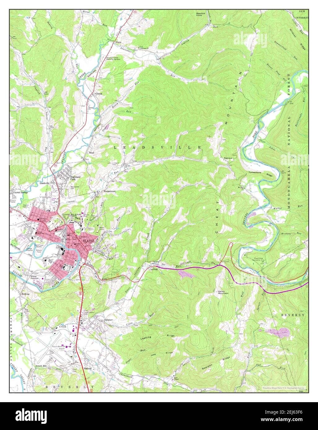 Elkins, West Virginia, map 1969, 124000, United States of America by