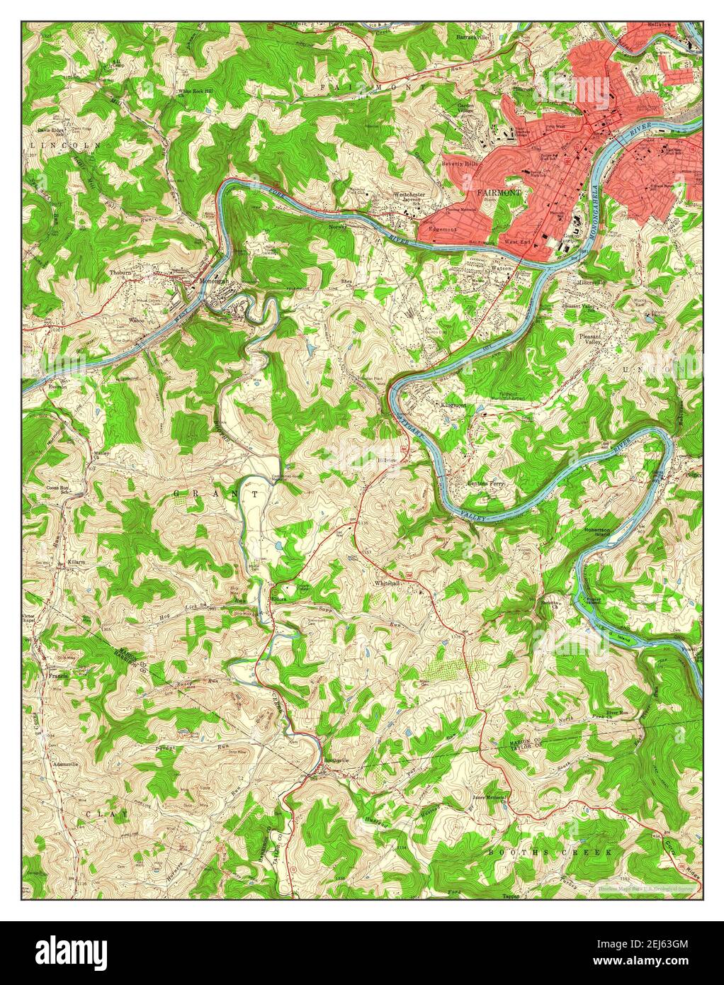Fairmont West, West Virginia, map 1958, 124000, United States of